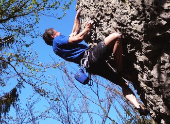 Jan Luft an der Schlüsselstelle des Flaggschiffs (7+) am Castellturm